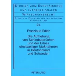 Edler:Die Aufhebung von Schiedssprüchen, Fachbücher von Franziska Edler