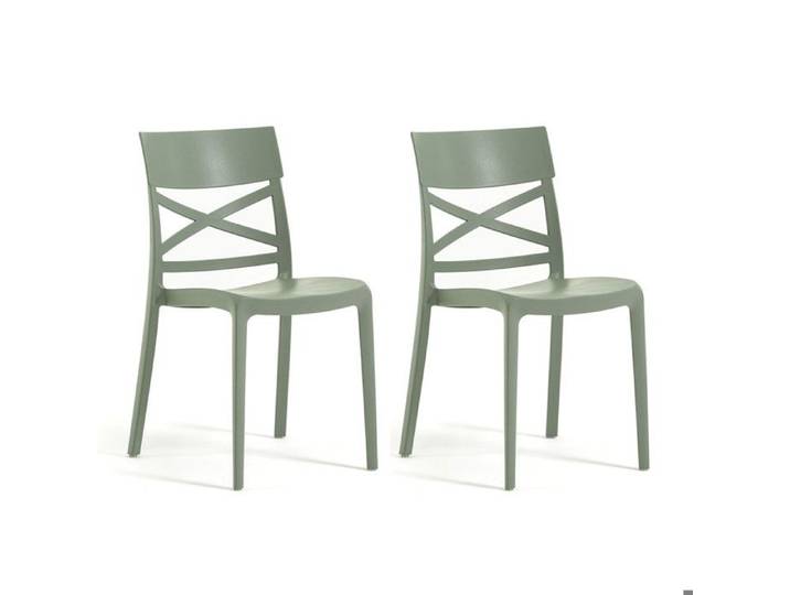 Lot de chaises Martina en polypropylène renforcé empilables Usage intérieur et extérieur (2 Chaises Vert sauge)