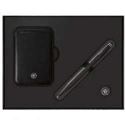 CROSS Geschenkset »Kugelschreiber Tech 2 inkl. magnetischem Kartenhalter aus Leder« schwarz