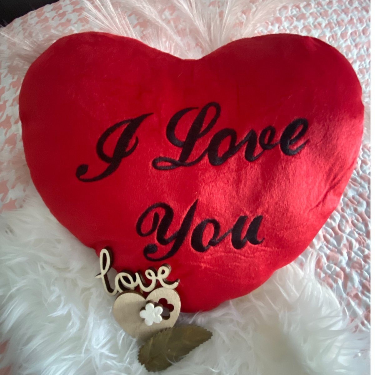 I love you kussen in de vorm van een hart
