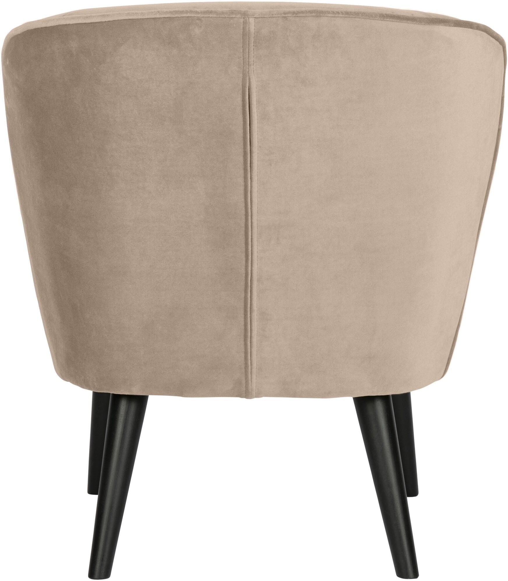 Sessel WOOOD "Sara Bezug mit Birkenholzbeinen, mittlere Sitzhöhe, H71 x B59 x T70 cm", grün (khaki), B:59cm H:71cm T:70cm, Sessel, Sessel, Velvet bezug, Tragkraft 90 kg, Maximale Verschleissfestigkeit khaki B/H/T: 59cm x 71cm x 70cm