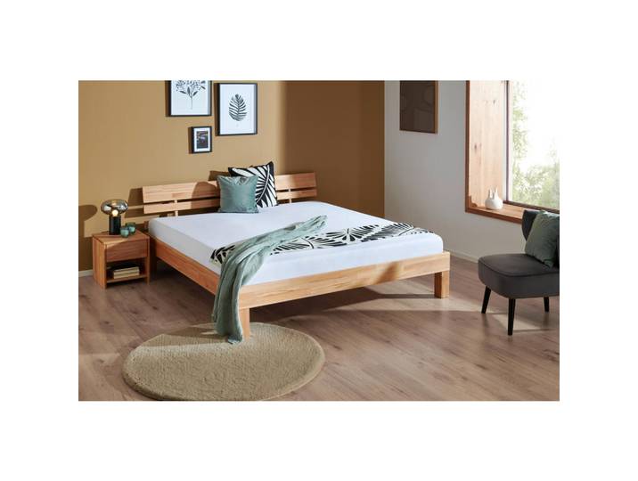 P & B Bett, Kernbuche, Holz, Kernbuche, massiv, 180x200 cm, für Rollrost geeignet, für Lattenrost geeignet, Schlafzimmer, Bett, Doppelbetten