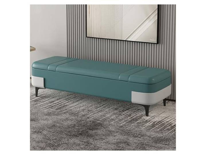 RUNZE765Z Dekorativ Leder-Aufbewahrungsbank, modernes Schlafzimmer(Green)