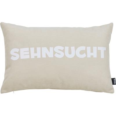 Dekokissen DONE. "SEHNSUCHT", beige (beige, weiß, schriftzug), B:40cm L:60cm, Polyester, Dekokissen_Sitzkissen_Kissenhüllen, Extra weiche Haptik