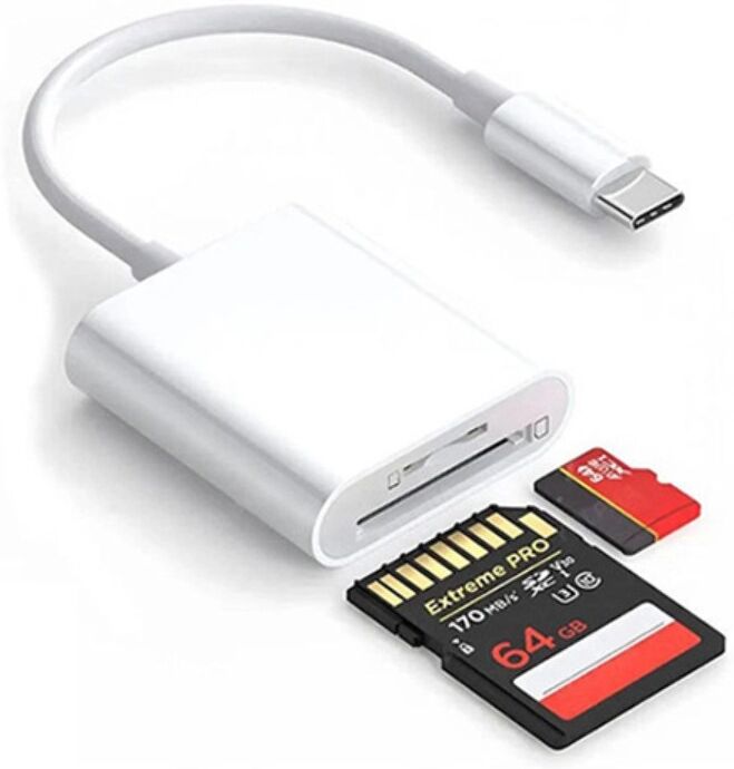 INF Type-C zu SD/TF Dual-Kartenleser 2er-Pack — USB-C SD-Kartenleser mit USB-A-Ausgang, OTG- & USB2.0-Unterstützung, kompakt