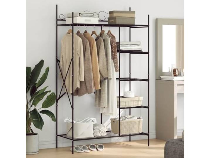 HKLGBVCR Offener Schrank mit Regal, Schwarz, 104,5 x 45 x 172 cm, Stahl