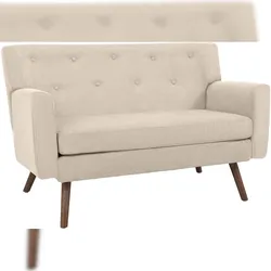DELUKE Sofa ARNE Cord 2-Sitzer 120x74x81cm, Cord, Creme Couch Loungesofa für Wohnzimmer Schlafzimmer Leseecke