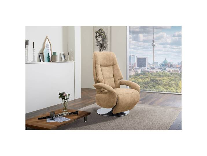 Fauteuil relax Givors Beige Microfibre Priya Fonction relaxation 74 x 114 x 77cm