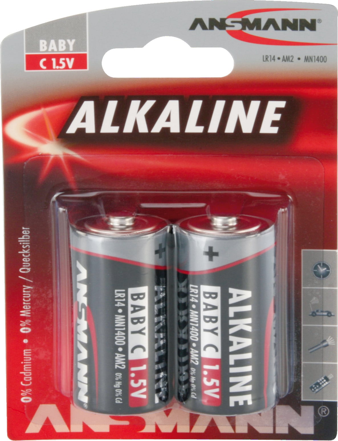 Ansmann 1513-0000 Alkaline batterij type Baby C, 2 stuks, 7,2 mAh