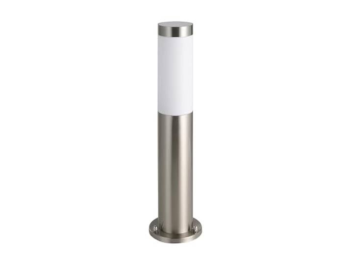 Eglo Lampadaire Helsinki\, borne lumineuse pour jardin et chemin\, potelet éclairage extérieur en acier inox et plastique\, lampe sur pied en aspect argenté et blanc\, douille E27\, IP65