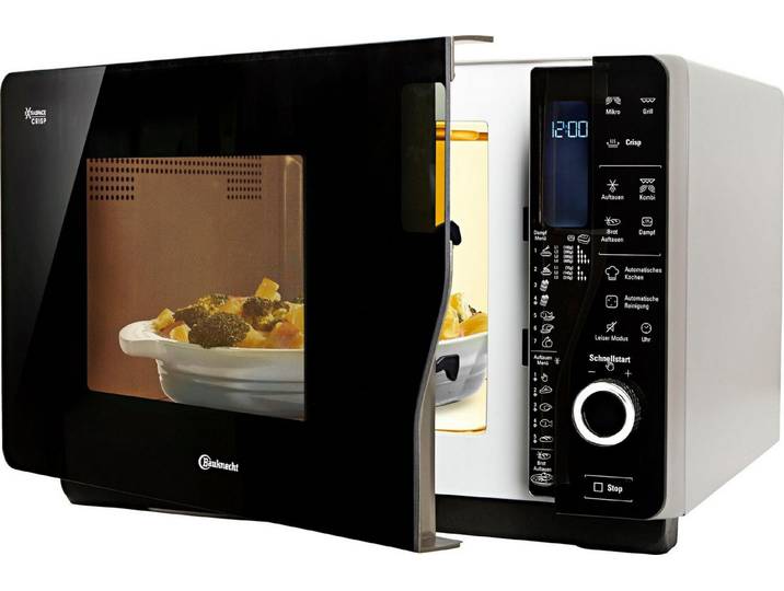 BAUKNECHT Mikrowelle MW 427 SL, Grill, 25 l, Garraum ohne Drehteller bietet mehr Platz für Crisp-Gerichte