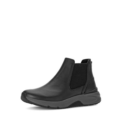 Chelseaboots GABOR, Damen, Gr. 36, Textil, schwarz, Kalbsleder, unifarben, Schuhe Chelseaboots, Keilabsatz, High Top-Sneaker mit Stretcheinsatz an der Außenseite