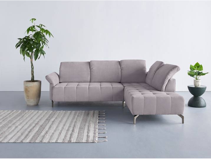 Ecksofa, Luxus-Microfaser, Anthrazit, 260×220 cm, Armteil- & Kopfteilverstellung, Modern, Inosign