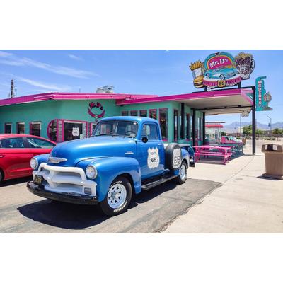Fototapete PAPERMOON "VINTAGE DINER-OLDTIMER ROUTE 66 AMERIKA RESTAURANT XXL", bunt, B:3m L:2,23m, Vlies, Tapeten