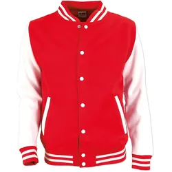 Just Hoods Varsity Jacket, fire red/white, XL