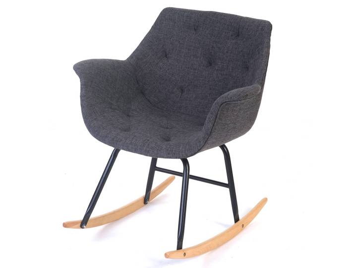 Schaukelstuhl Malmö T820, Schwingsessel Relaxsessel Textil, grau