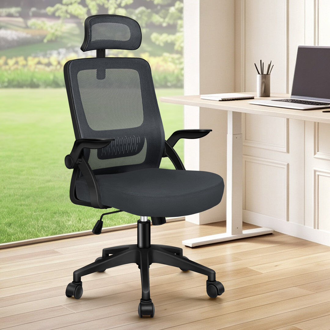 Rebrilliant Mesh Office Chair Ergonomic Gas Lift Swivel Tilt Computer Gaming Grey/Black 62cm W X 62cm D