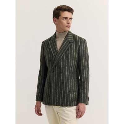 Sakko BUGATTI "Modern Fit", Herren, Gr. 52, grün (180, oliv), 62% Polyester, 38% Wolle, gestreift, normal, Sakkos Sakko, Modern Fit Wollmix Gestreift