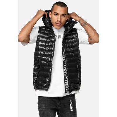 Steppweste TRUEPRODIGY "Jared Kapuze Reißverschluss Eingriffstaschen", Herren, Gr. L, schwarz, Obermaterial: 100% Polyester PES., regular fit, Westen Steppweste