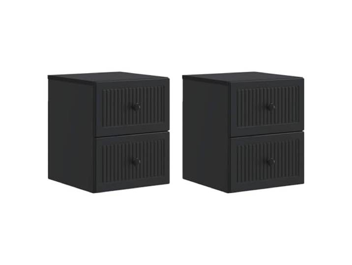 GHVBNMF Wandnachttisch 2er Set Schwarz 33x34,5x40 cm Hängenachtkommode Platzsparende Wandkommode aus Holzwerkstoff fürs Schlafzimmer, mit 4 Schubladen für strukturierte Aufbewahrung.