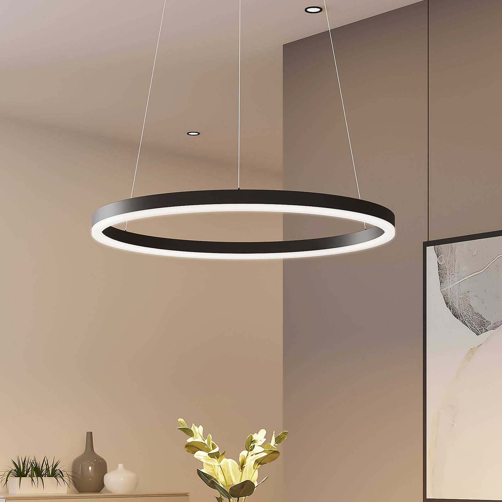 Hängelampe Albiona Arcchio, dimmbar, schwarz, für Küche, Metall, Modern