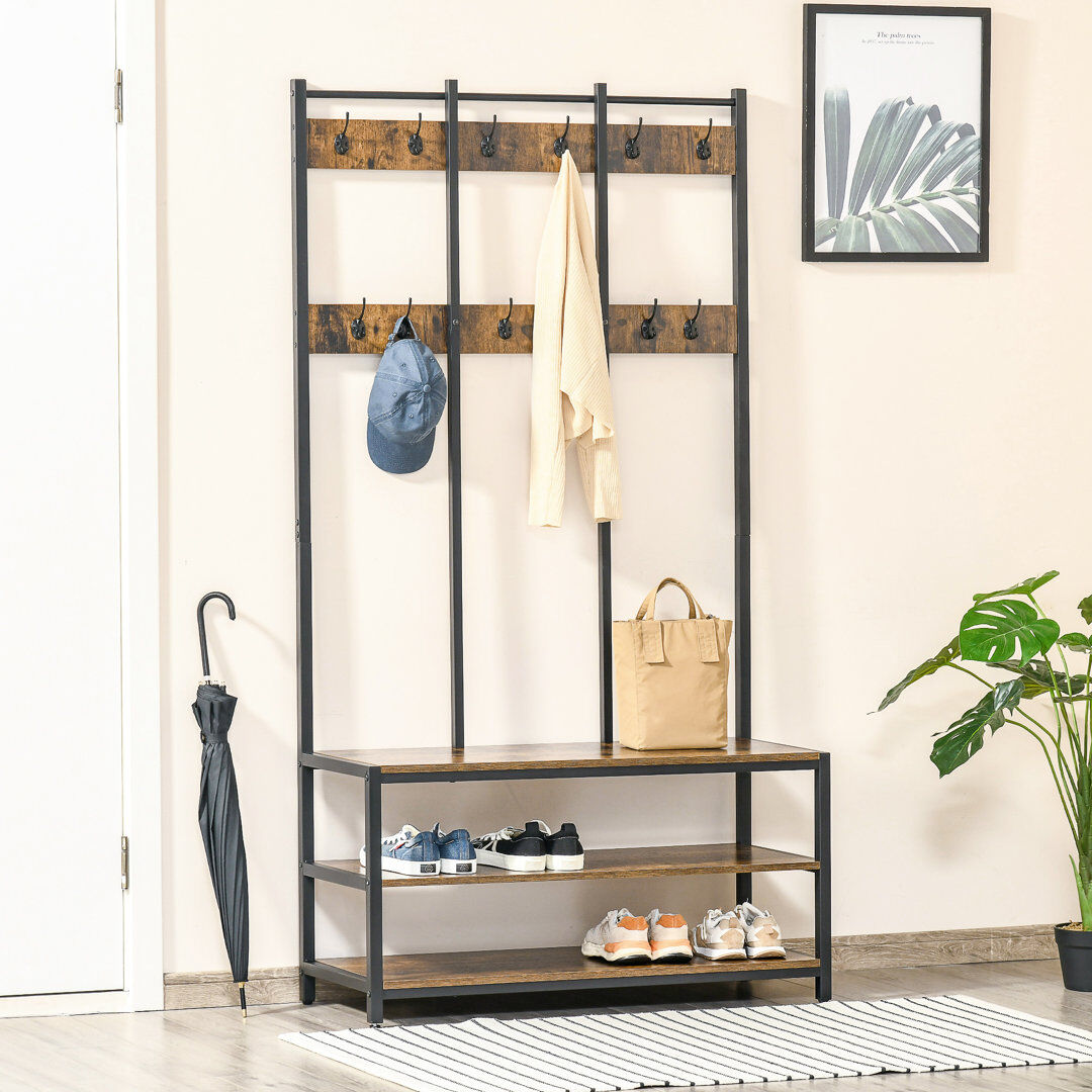 Rio Haga 100 cm W Hall Tree Brown 184cm H X 100cm W X 40cm D