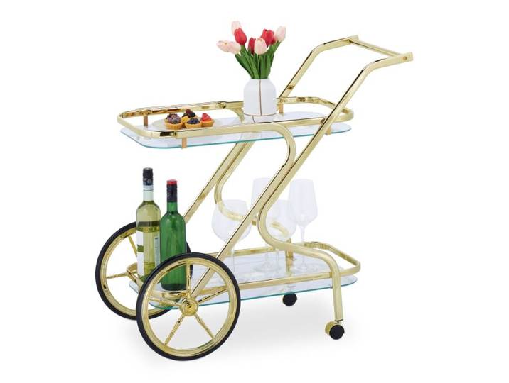 Relaxdays Chariot de cuisine couleur laiton
