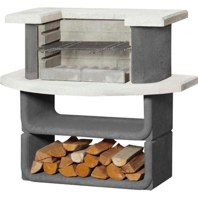 Holzkohlegrill BUSCHBECK "Grillbar Oregon", schwarz-weiß (naturweiß, anthrazit), B:110cm H:101cm T:65cm, Grills, BxTxH: 110x65x101 cm