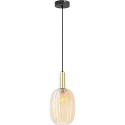 Hängeleuchte Emo in Schwarz/Bernstein max. 25 Watt