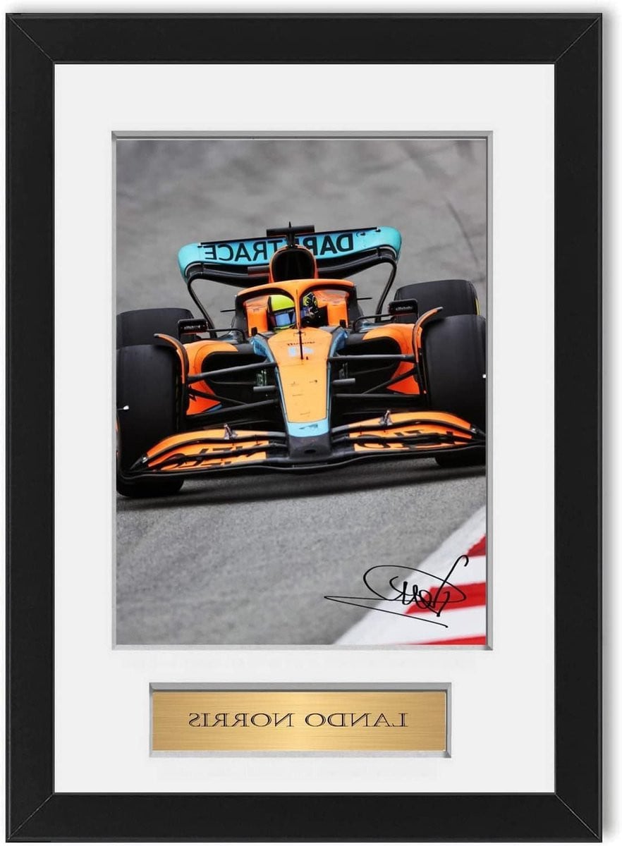 Gesigneerde Lando Norris Foto Wanddecoratie - Wit - A4 Formaat