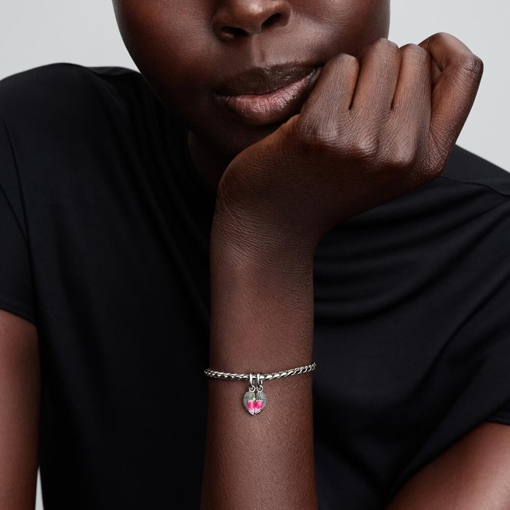 Pandora Charm-Anhänger Turteltauben aus Silber und Emaille silber