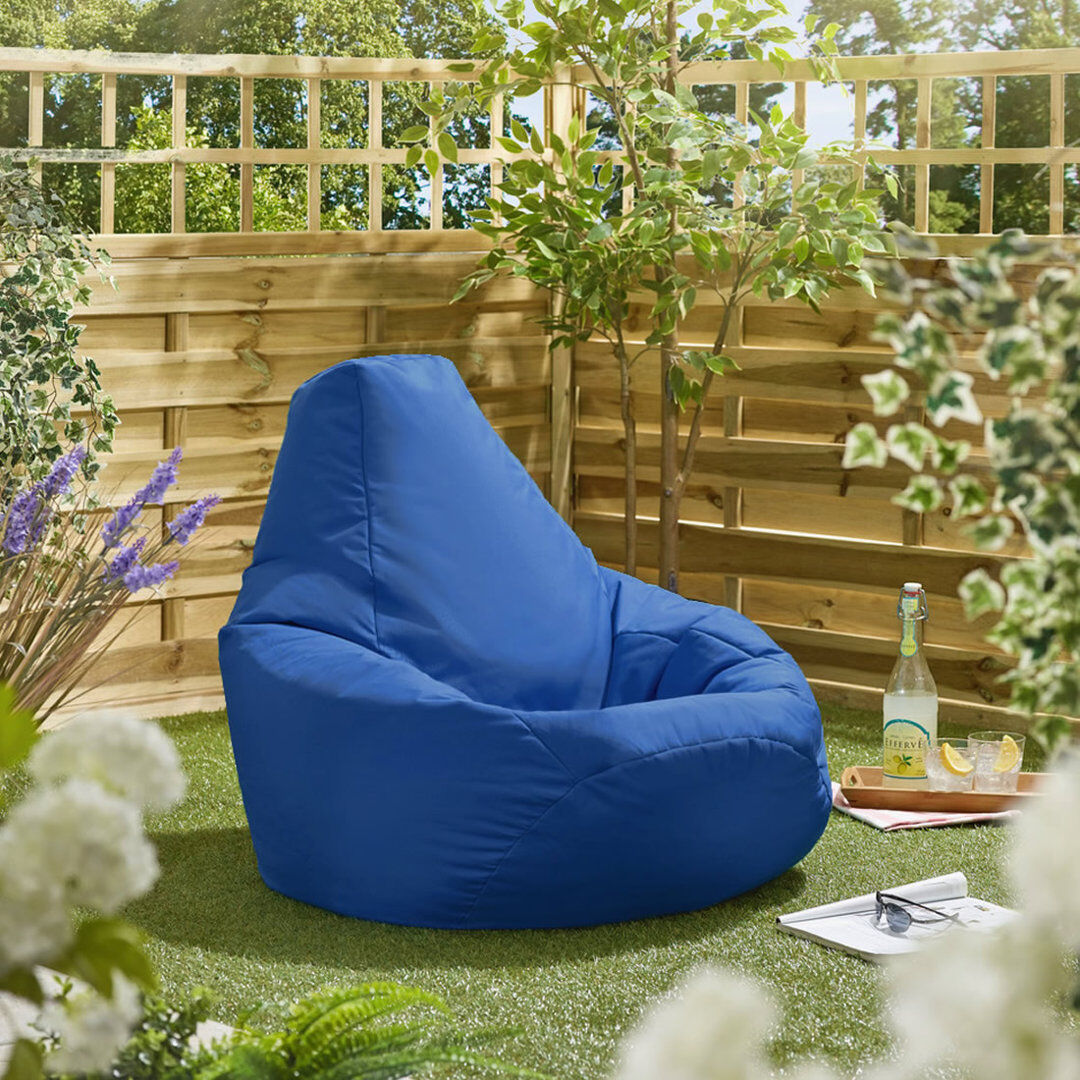 Hashtag Home Salcombe Polyester Outdoor Friendly Refillable Bean Bag Chair & Lounger Blue Large