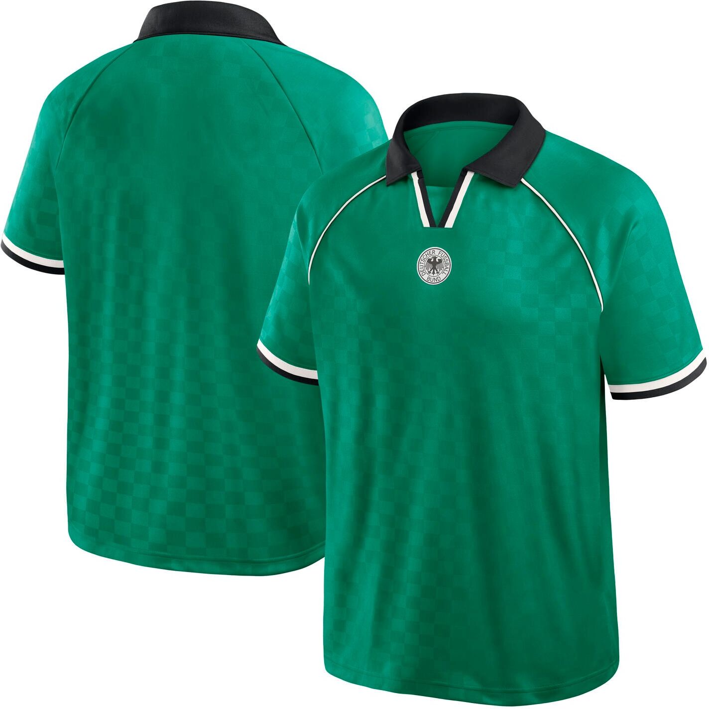Fußballtrikot FANATICS "Fanatics Trikot DFB Deutschland Retro Fashion Jersey", Herren, Gr. L, grün (mehrfarbig), 100% Polyester, Trikots Fußballtrikot