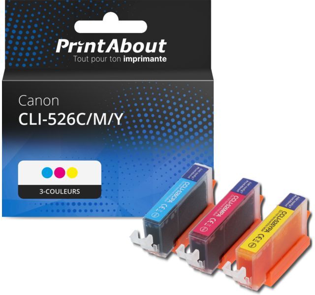 PrintAbout Cartouche compatible Canon CLI-526C/M/Y - 3-couleurs - Multipack 3-couleurs