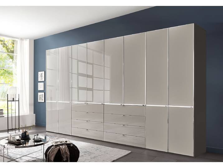Drehtürenschrank 393 x 216cm Grau/Sandgrau/Havanna