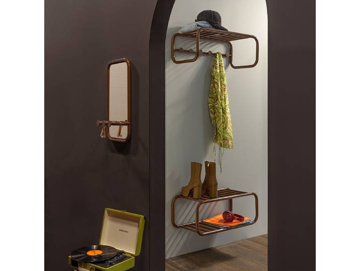 Miroir Retro 35 x 60 x 11cm Marron/Marron Acier thermopoudré 35 x 60 x 11cm