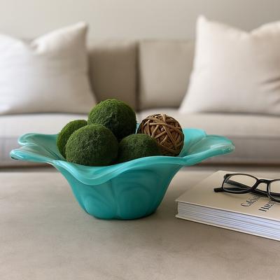 Sagebrook Home Swirl Flower-Shaped Glass Decorative Accent Bowl Home Decor -Blue