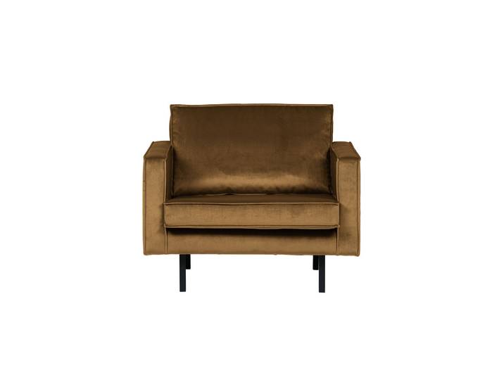Fauteuil en velours jaune miel Rodeo