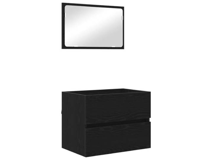 Heofavd Badezimmermöbel-Set 2-TLG Schrank mit Spiegel 60 cm