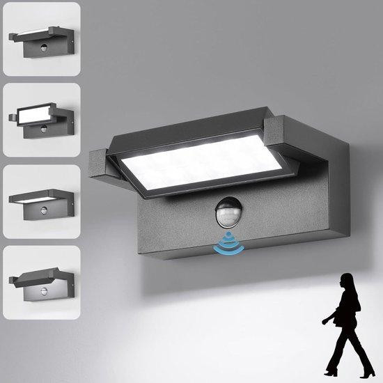 KUKAK LED Wandlamp voor tuin, balkon of terras met bewegingsmelder, 22 Watt, Donkergrijs