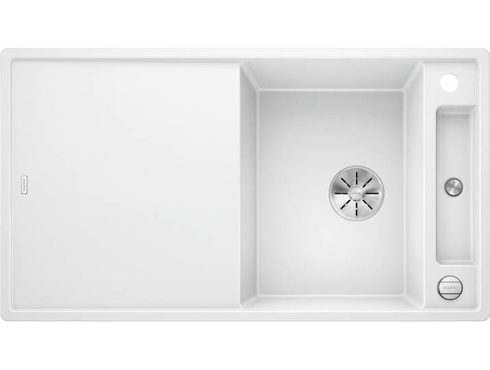 Granitspüle BLANCO AXIA III 5 S , weiß, B:91,5cm, Verbundwerkstoff, Küchenspülen, Granitspüle, aus SILGRANIT, inkl. Esche-Compound-Brückenschneidbrett