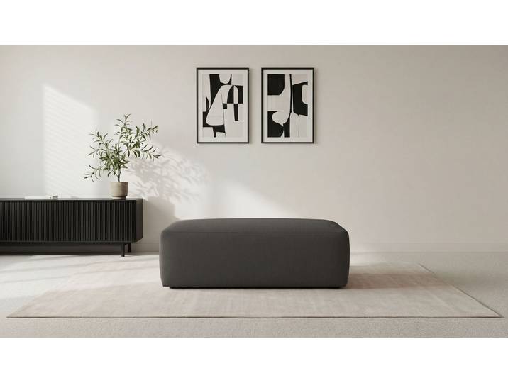 Polsterhocker INOSIGN Koa , grau (gray), B:114cm H:44cm T:61cm, 100% Polyester, Hocker, Polsterhocker, Wellenunterfederung, weicher Lounge-Sitzkomfort