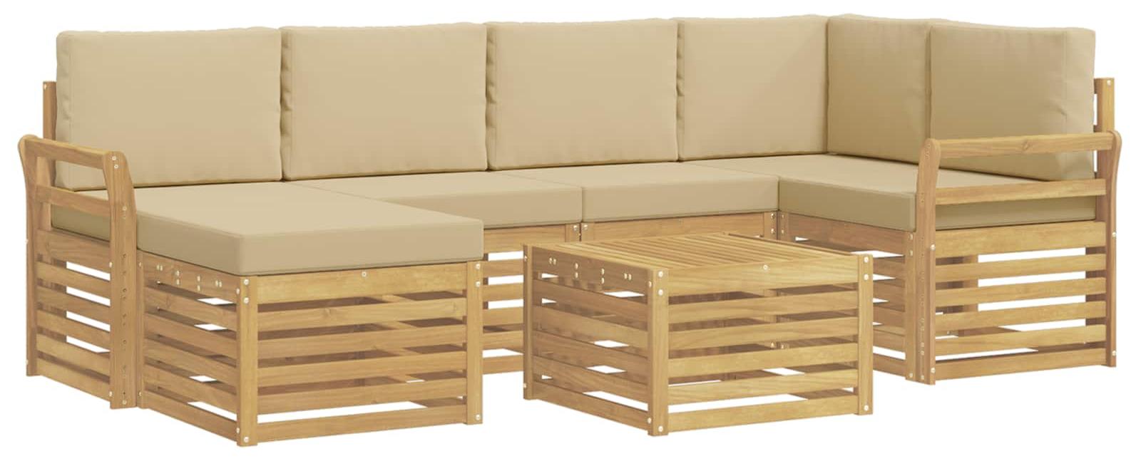Garnitur aus 7 Outdoor-Sofas, Farbe Beige, Material: Polyester