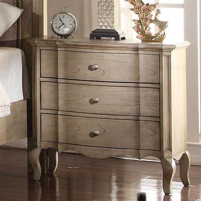 TOSWIN Transitional Nightstand with 3 Drawers in Antique Taupe Dovetail French Front & English Back