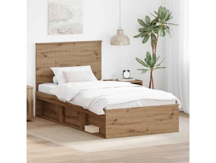 Stabile Holzkonstruktion Modernes Design Ohne Modell 100 x 200 cm Braun Bettgestell mit Kopfteil Massivholz Kiefer Eiche 100x200 cm Lattenrost Stabiles Design Schlafzimmer