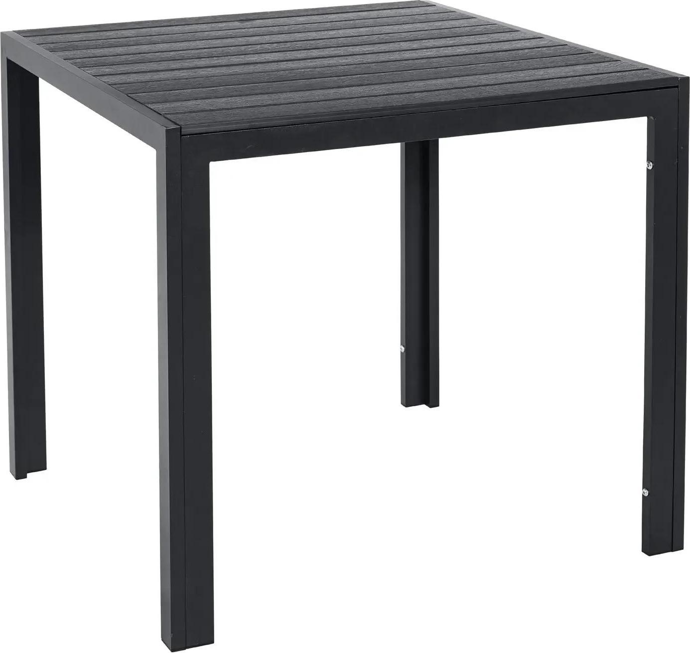 Gartentisch - Outdoor-Esstisch - Aluminiumrahmen - WPC-Tischplatte - Quadratisch 75×75×72 cm - Wetterfest - Für 4 Personen - Schwarz