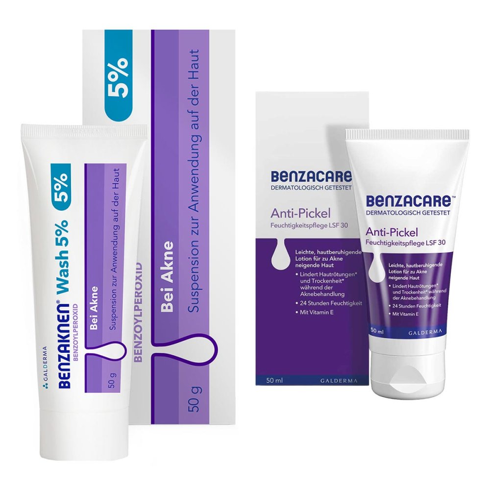 Galderma Laboratorium GmbH Benzaknen Wash 5% + Benzacare Anti-Pickel Feuchtigkeitspflege 08105151