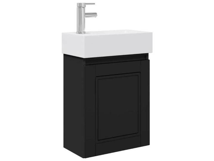 Meuble - Armoire WC - Noir - Meuble de salle de bain avec robinet Noir 45 5x22 5x84 cm_3595