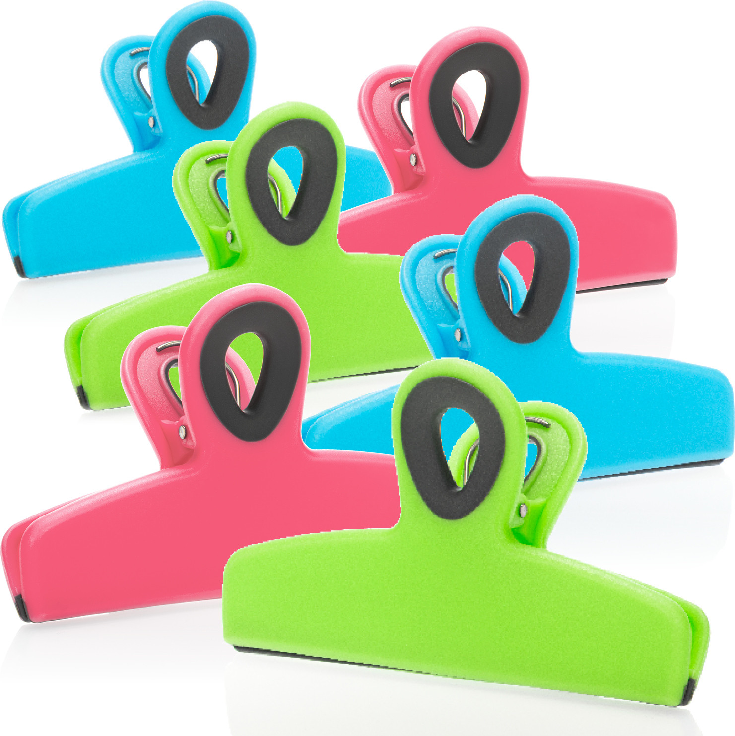 COM-Four 6 stuks sluitclips voor zakken van kunststof