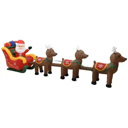 vidaXL Aufblasbarer Weihnachtsmann mit Rentieren LED 490 cm